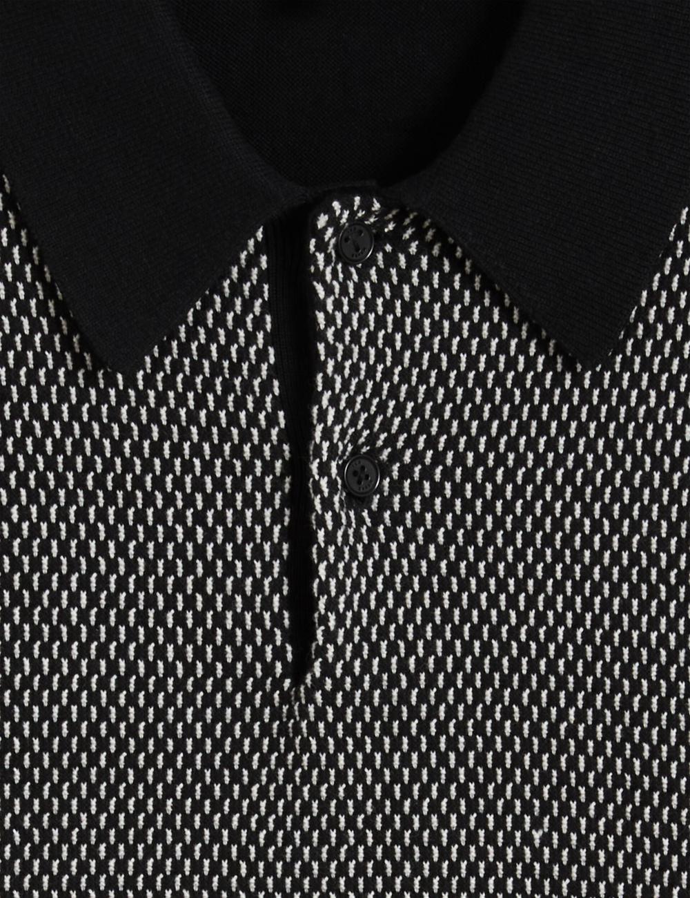Black Men Ted Baker ARDO - Textured Knit Long Sleeve Polos Shirts | SA  BXH-540978