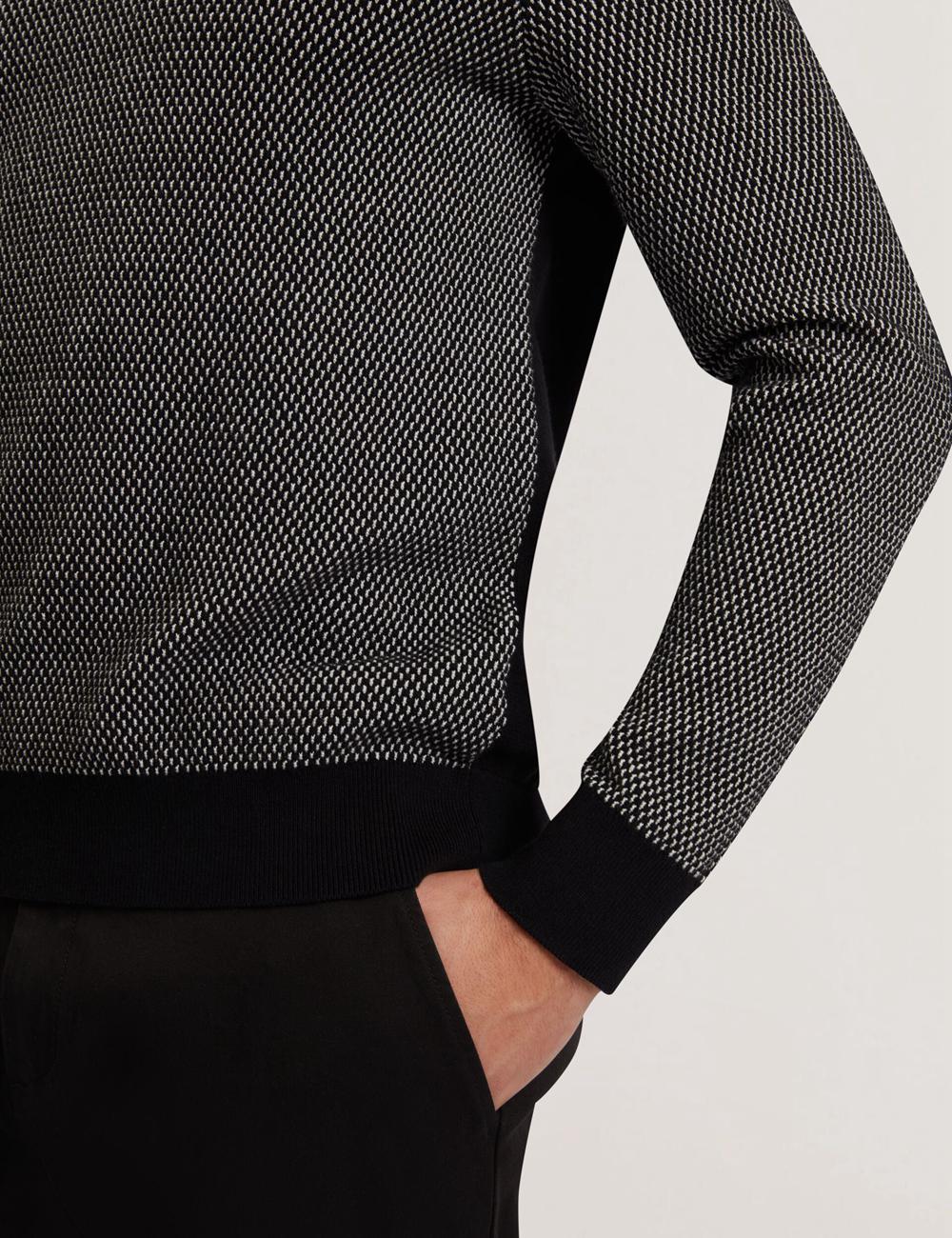 Black Men Ted Baker ARDO - Textured Knit Long Sleeve Polos Shirts | SA  BXH-540978