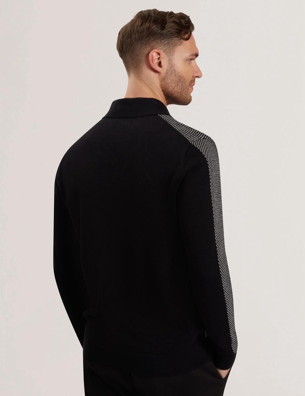 Black Men Ted Baker ARDO - Textured Knit Long Sleeve Polos Shirts | SA  BXH-540978