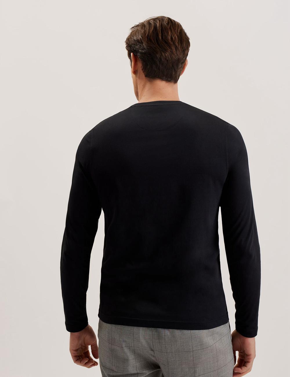 Black Men Ted Baker BEXLI - Regular Fit Long Sleeve Cotton T-Shirts | SA  AYX-165048