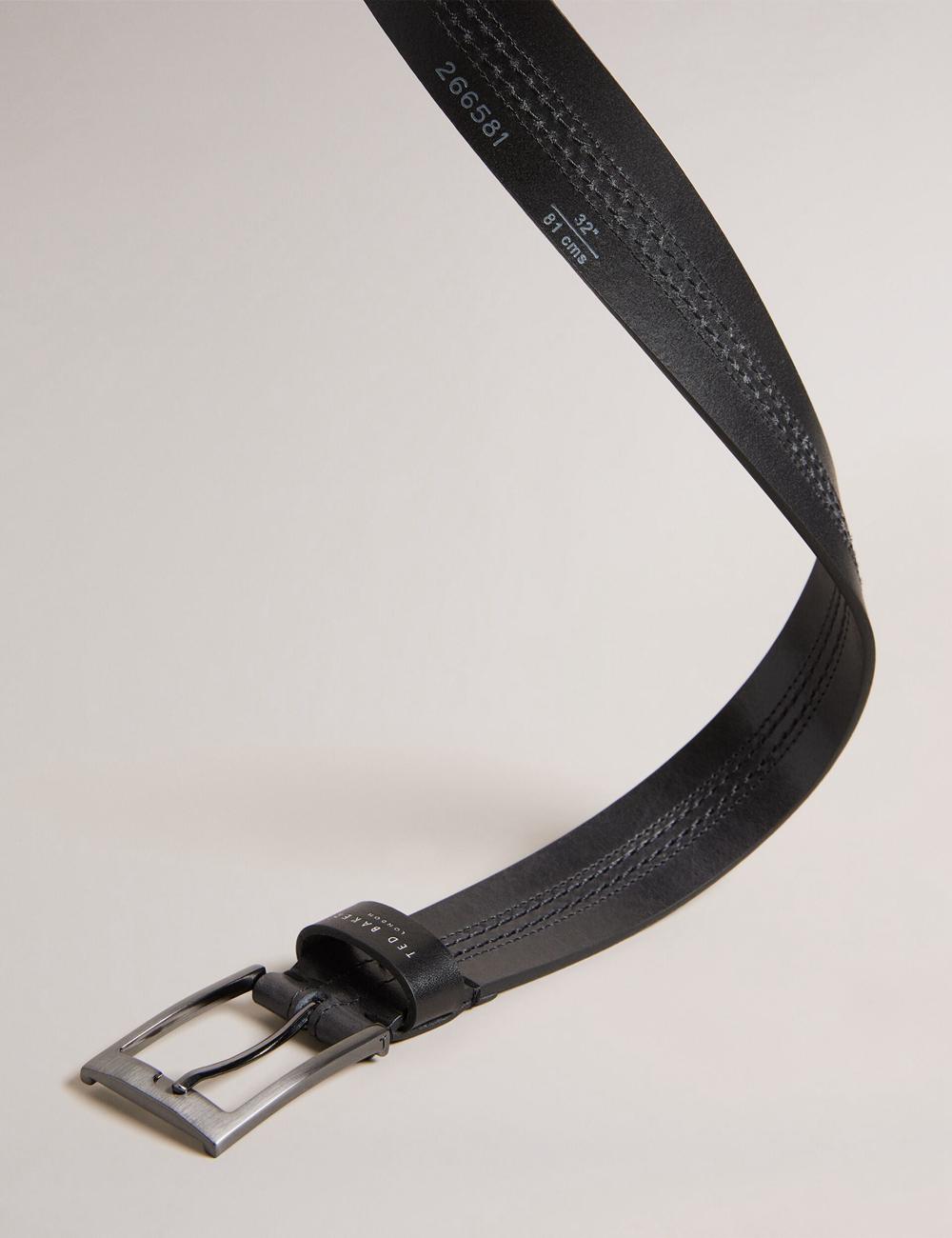 Black Men Ted Baker CRISIC - Stitch Detail Leather Belts | SA  RJG-213867