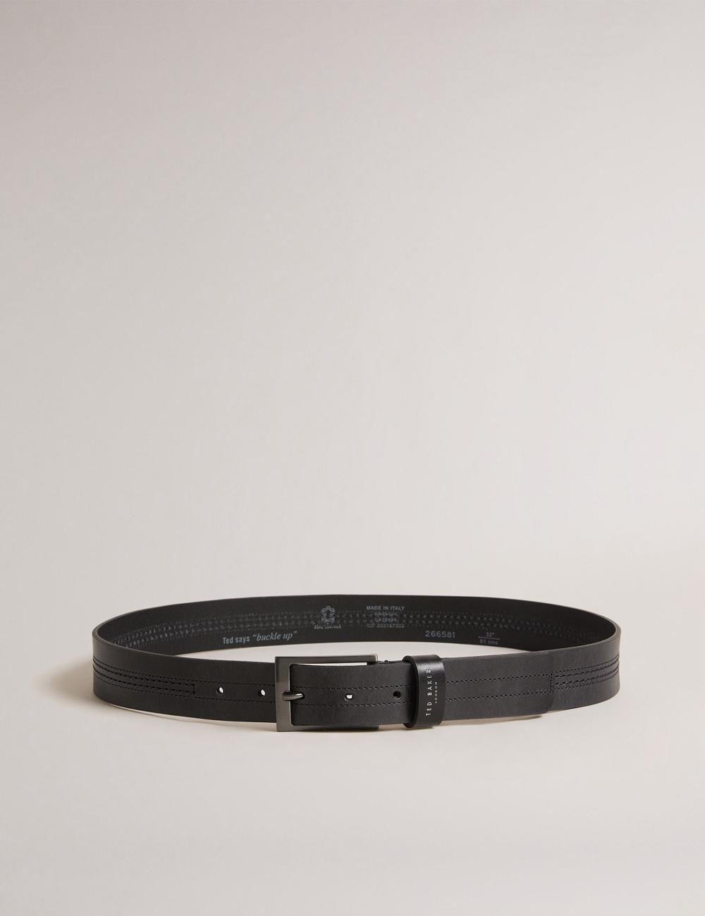 Black Men Ted Baker CRISIC - Stitch Detail Leather Belts | SA  RJG-213867