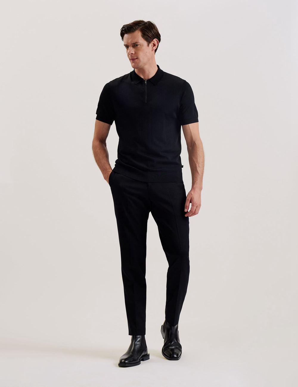 Black Men Ted Baker DALDIN - Zip Collar Stretch Knit Jumpers | SA  QVP-395710