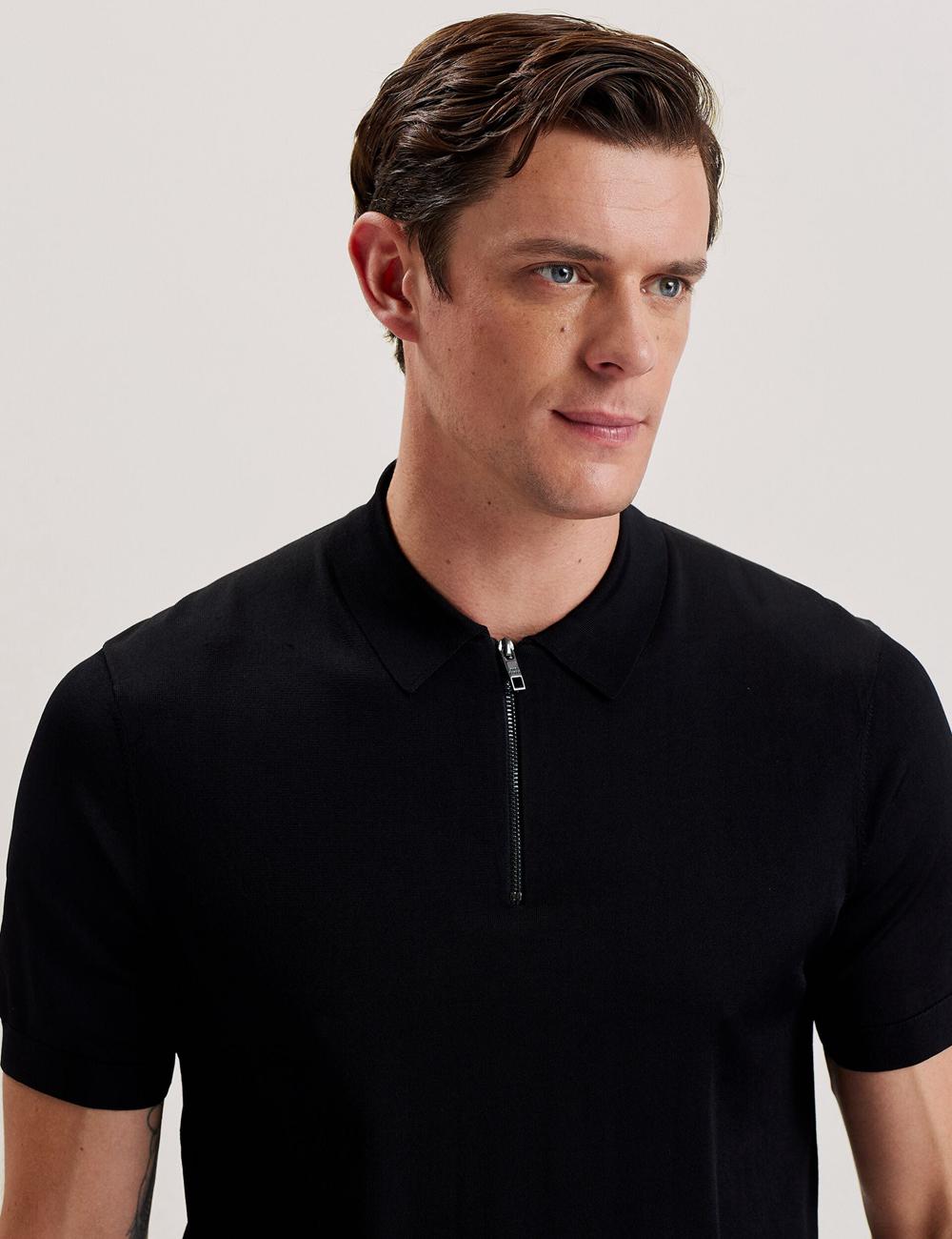 Black Men Ted Baker DALDIN - Zip Collar Stretch Knit Jumpers | SA  QVP-395710