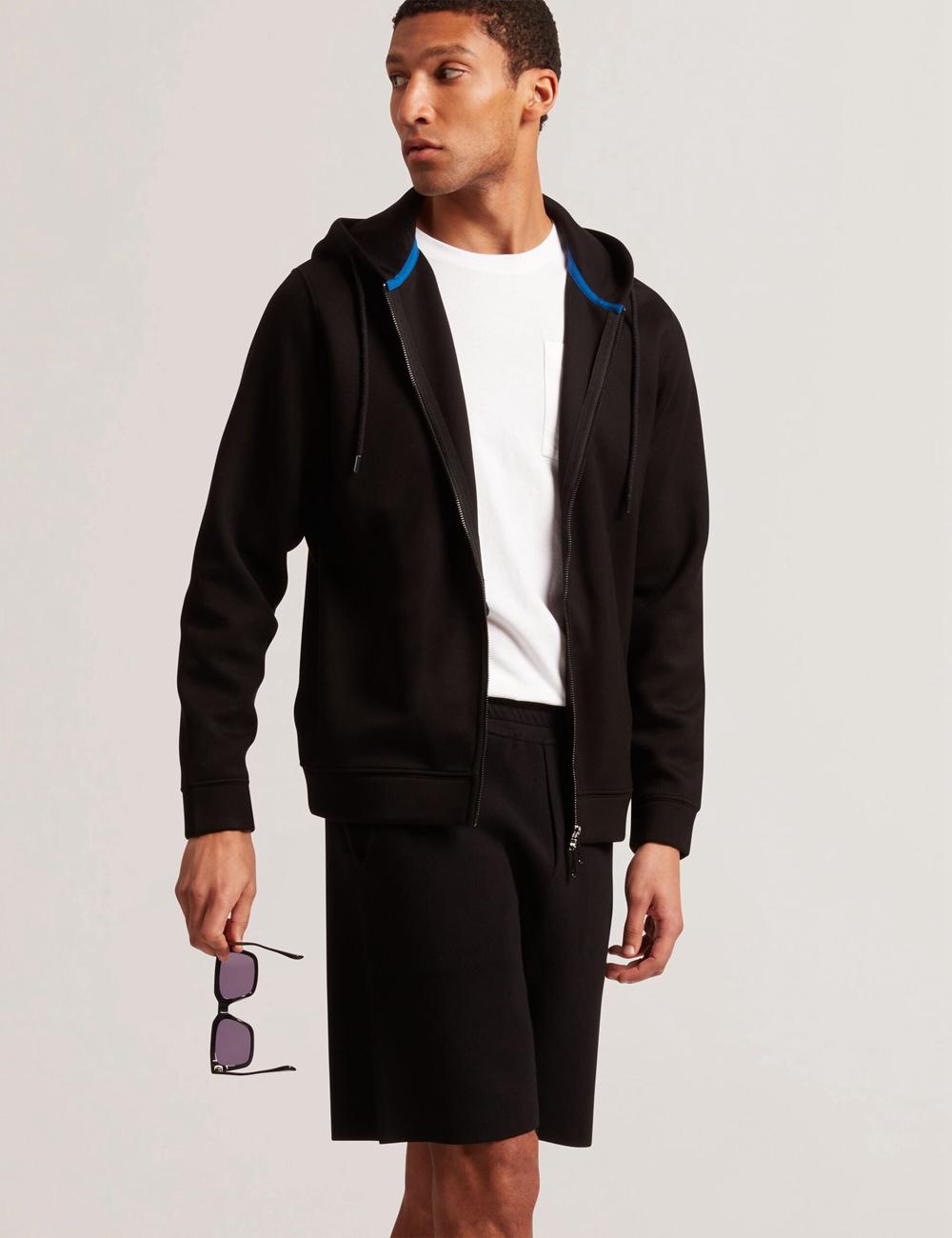 Black Men Ted Baker EPIO - Zip Through Neoprene Hoodies | SA  JKD-754938