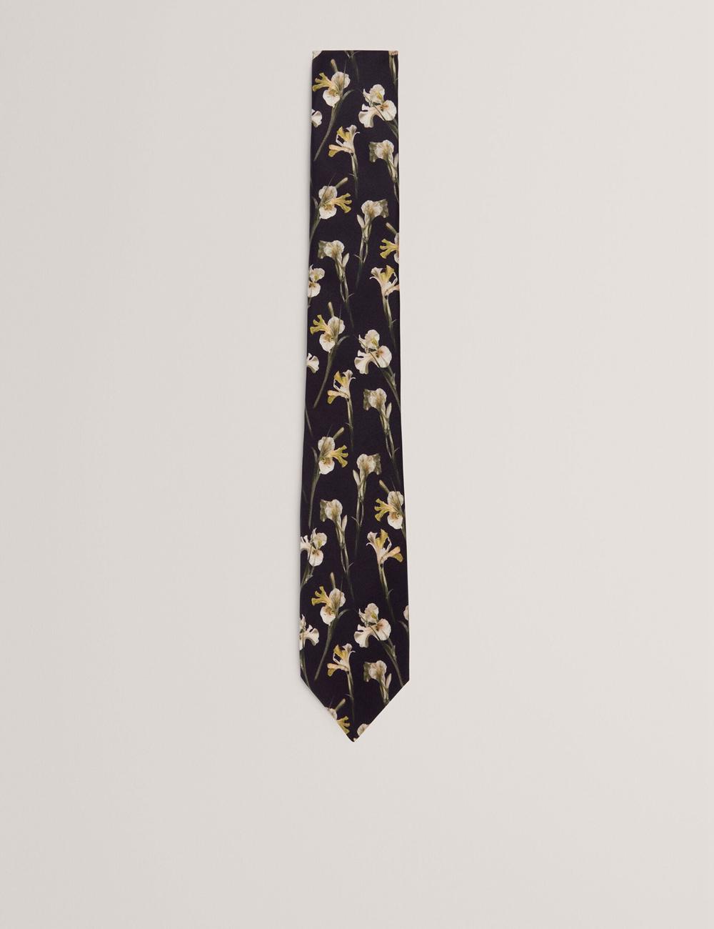 Black Men Ted Baker FRINTON - Orchid Floral Print Silk Ties | SA  UVJ-195237