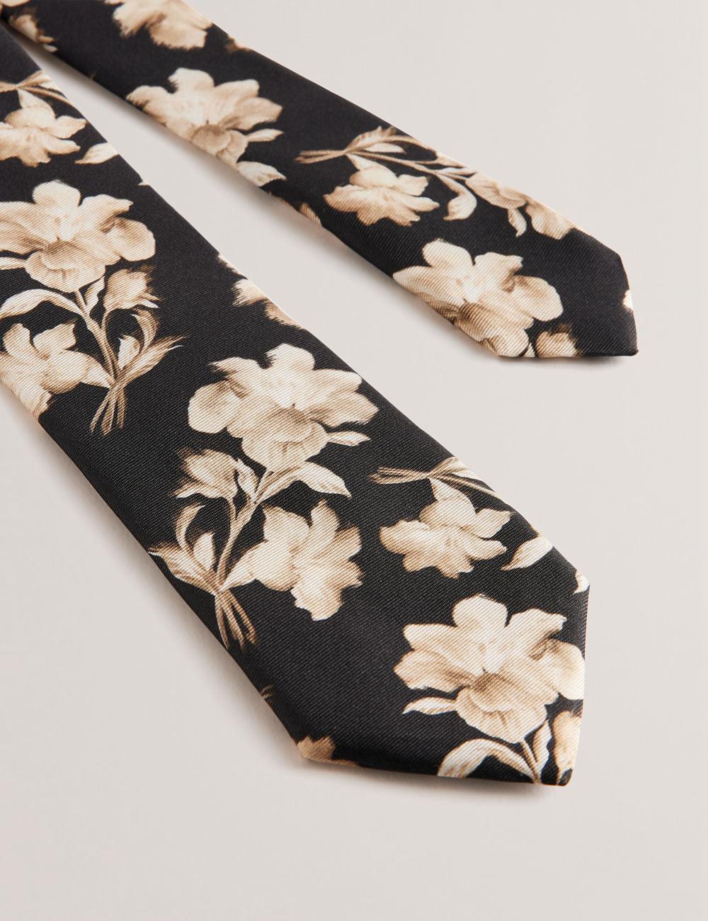 Black Men Ted Baker GOULDE - Two Tone Floral Print Silk Ties | SA  EUV-415679