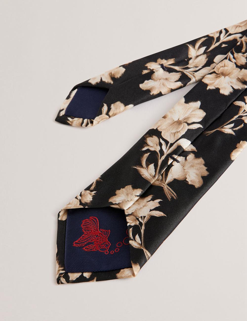 Black Men Ted Baker GOULDE - Two Tone Floral Print Silk Ties | SA  EUV-415679