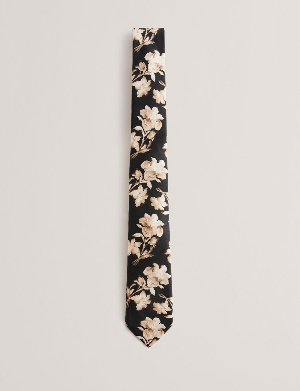 Black Men Ted Baker GOULDE - Two Tone Floral Print Silk Ties | SA  EUV-415679