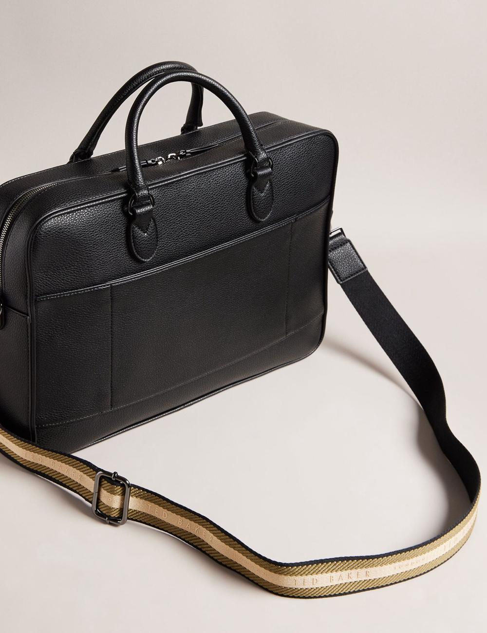 Black Men Ted Baker KADEN - Branded Webbing PU Leather Document Shoulder Bags | SA  WTD-931524