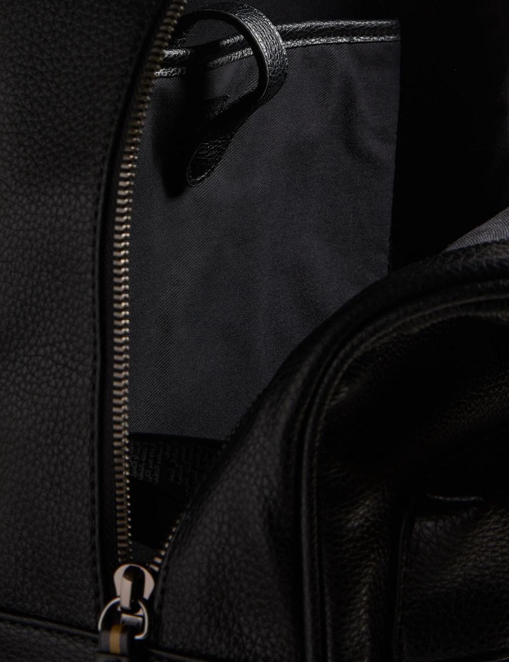 Black Men Ted Baker KAILEB - Webbing Strap Faux Leather Backpacks | SA  QUO-654278