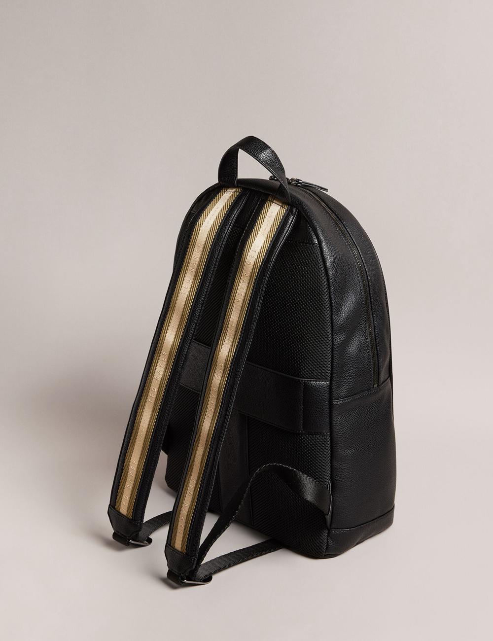 Black Men Ted Baker KAILEB - Webbing Strap Faux Leather Backpacks | SA  QUO-654278