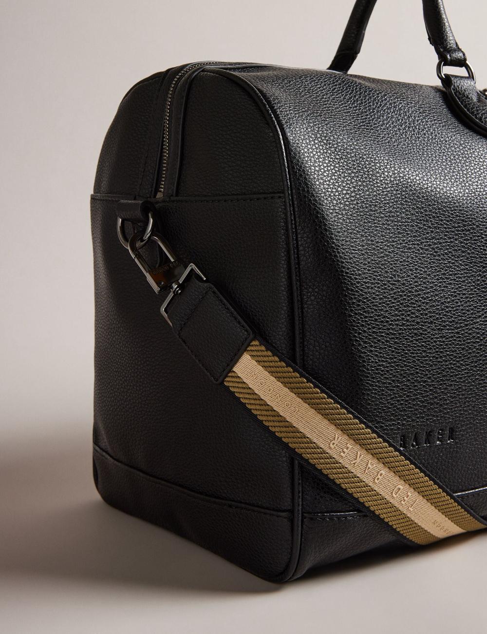 Black Men Ted Baker KALVIN - Webbing Faux Leather Holdall Bags | SA  QYO-621843