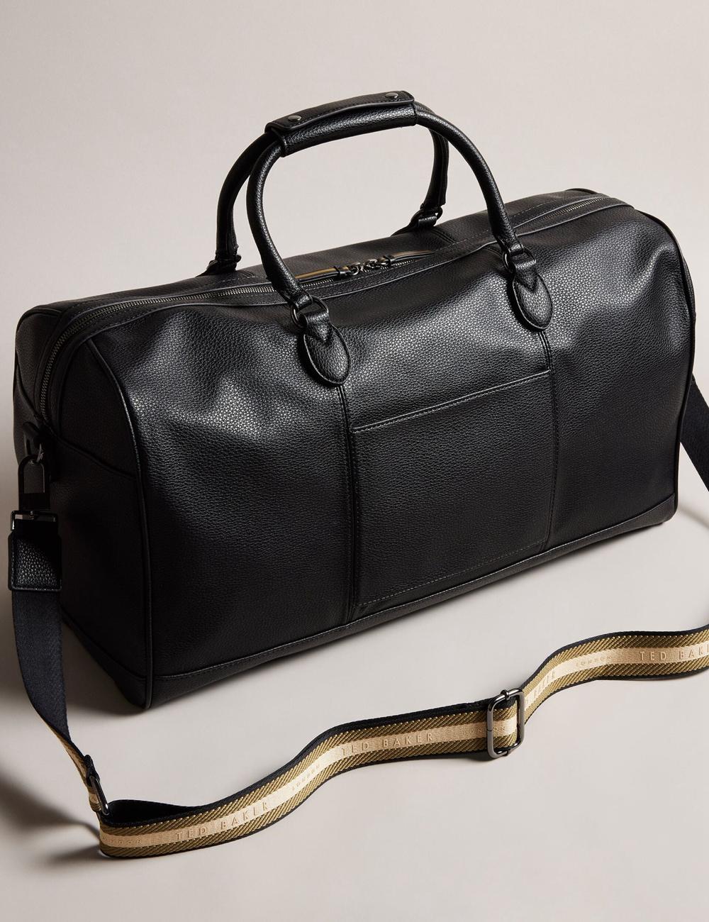 Black Men Ted Baker KALVIN - Webbing Faux Leather Holdall Bags | SA  QYO-621843