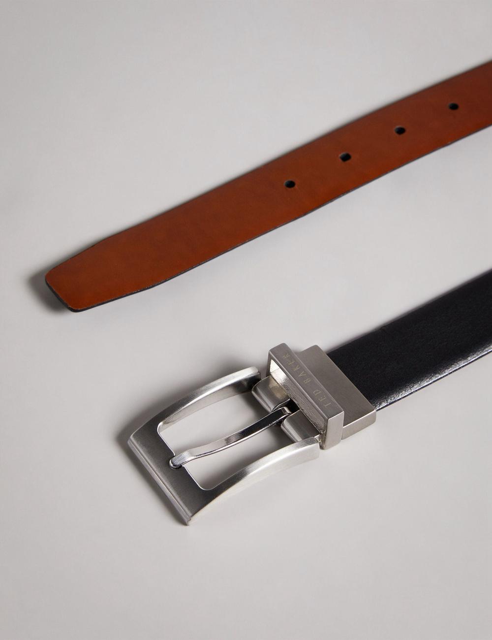 Black Men Ted Baker KARMER - Reversible Smooth Leather Belts | SA  MND-205874
