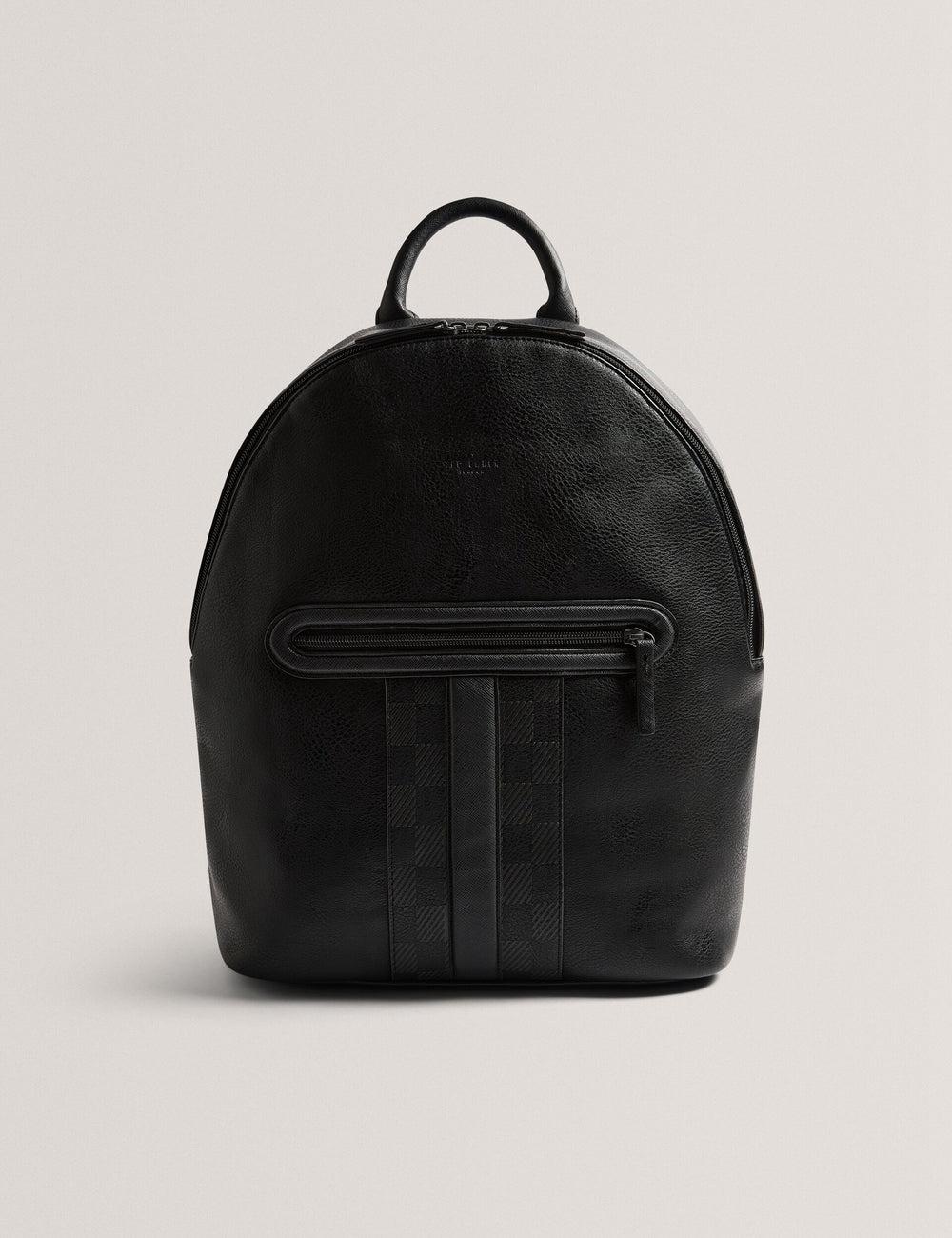 Black Men Ted Baker KEIIGAN - Striped Panel PU Reporter Backpacks | SA  GXY-925104