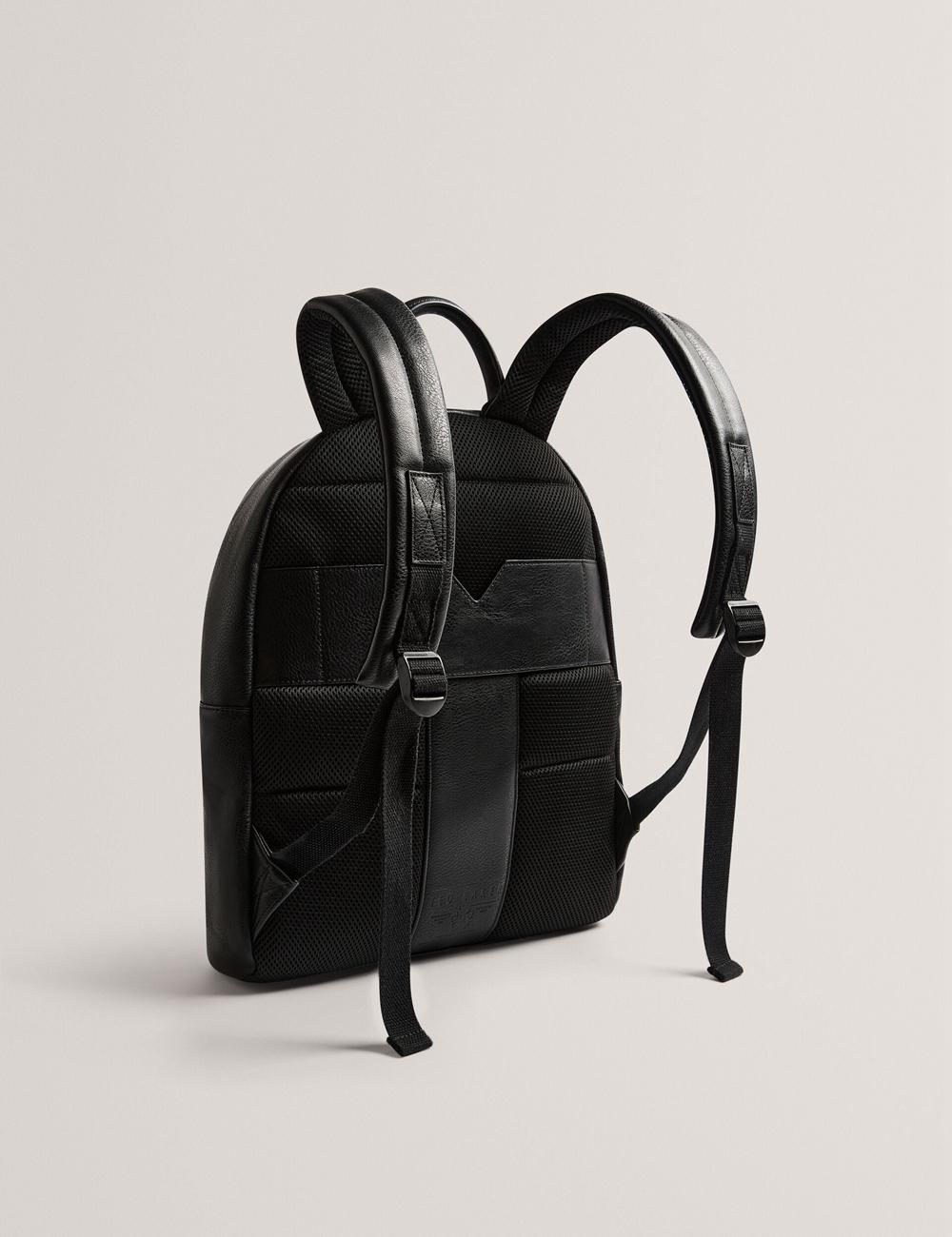 Black Men Ted Baker KEIIGAN - Striped Panel PU Reporter Backpacks | SA  GXY-925104