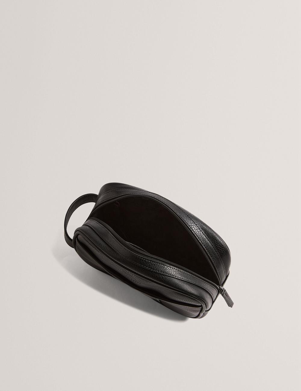 Black Men Ted Baker KEILAB - Faux Leather Striped Panel Wash Bags | SA  QLW-548263