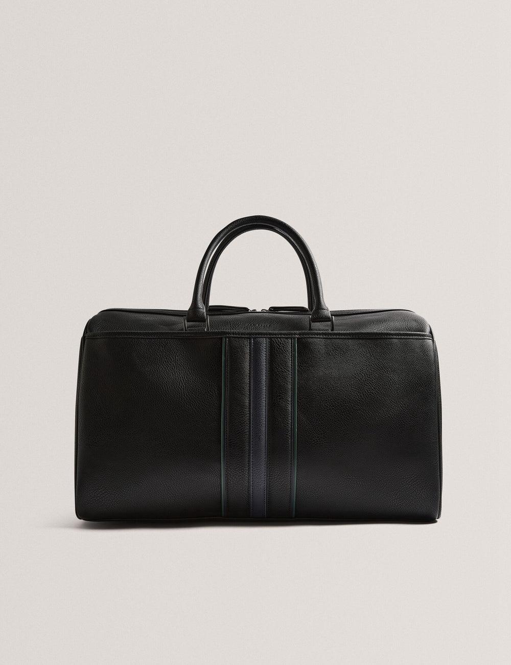 Black Men Ted Baker KELVIN - Striped Panel Faux Leather Holdall Bags | SA  VHI-207643