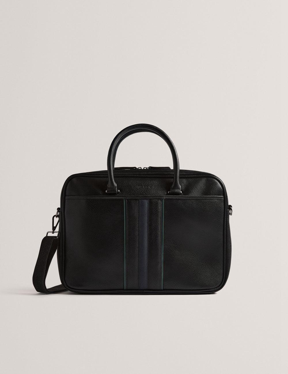 Black Men Ted Baker KENRIIK - Faux Leather Striped Panel Document Bags | SA  QNL-049836