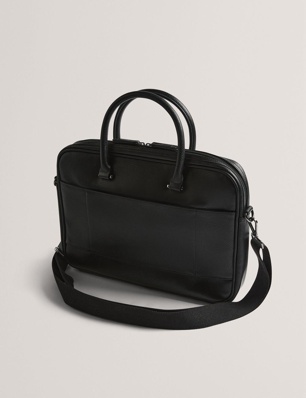 Black Men Ted Baker KENRIIK - Faux Leather Striped Panel Document Bags | SA  QNL-049836