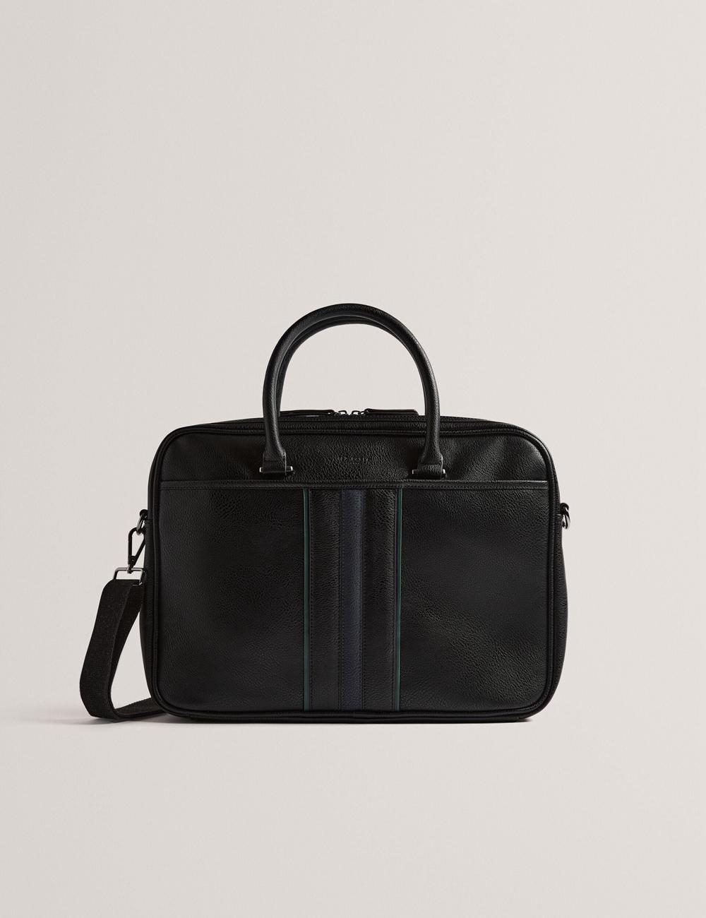 Black Men Ted Baker KENRIIK - Faux Leather Striped Panel Document Bags | SA  QNL-049836