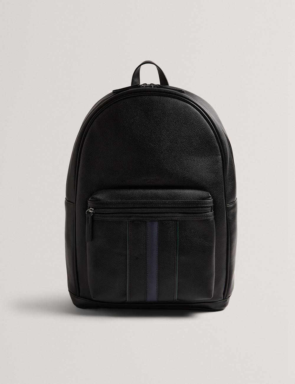 Black Men Ted Baker KEVIIN - Faux Leather Striped Panel Backpacks | SA  KCX-260598