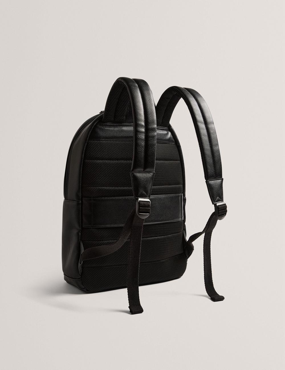 Black Men Ted Baker KEVIIN - Faux Leather Striped Panel Backpacks | SA  KCX-260598