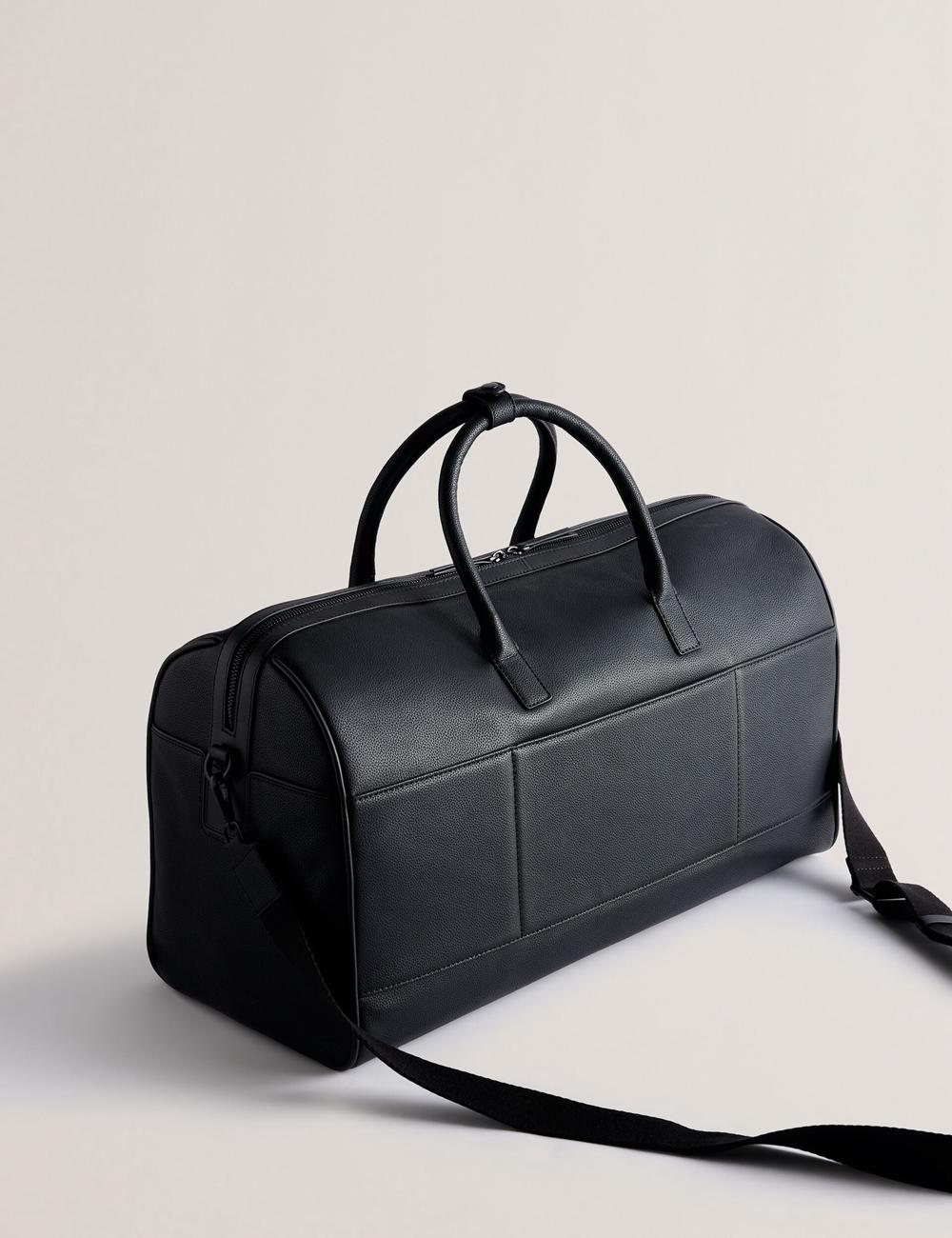 Black Men Ted Baker LANDERS - Textured Leather Zip Pocket Holdall Bags | SA  OYK-629850