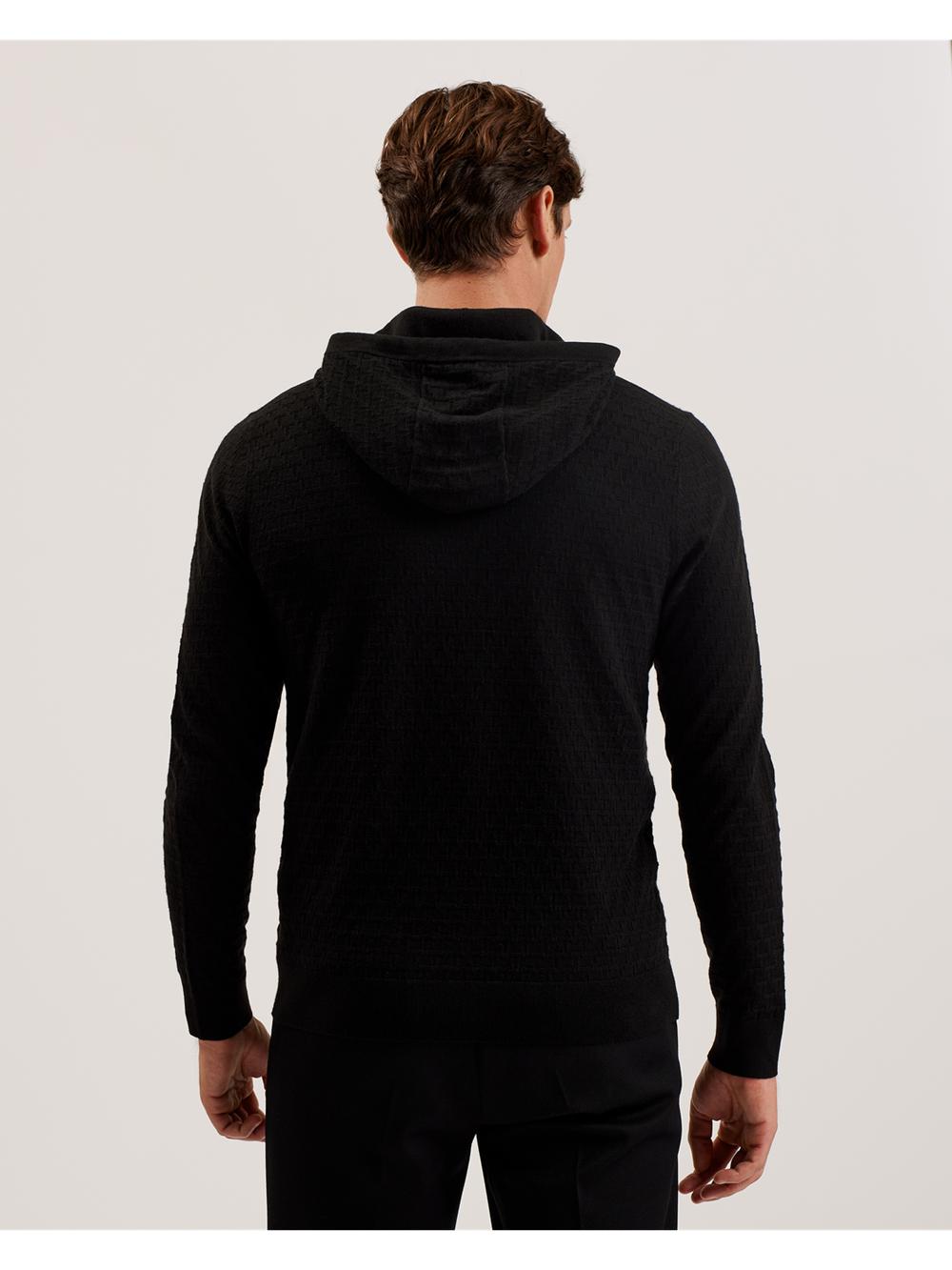 Black Men Ted Baker LOULAR - Textured T Knit Wool Blend Hoodies | SA  NLX-051687