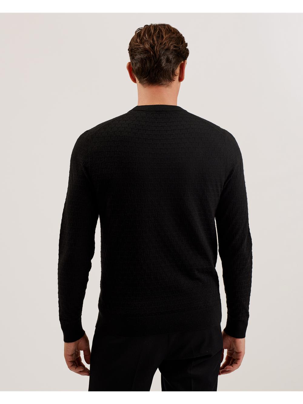 Black Men Ted Baker LOUNG - Textured T Knit Crew Neck Jumpers | SA  YWC-186935