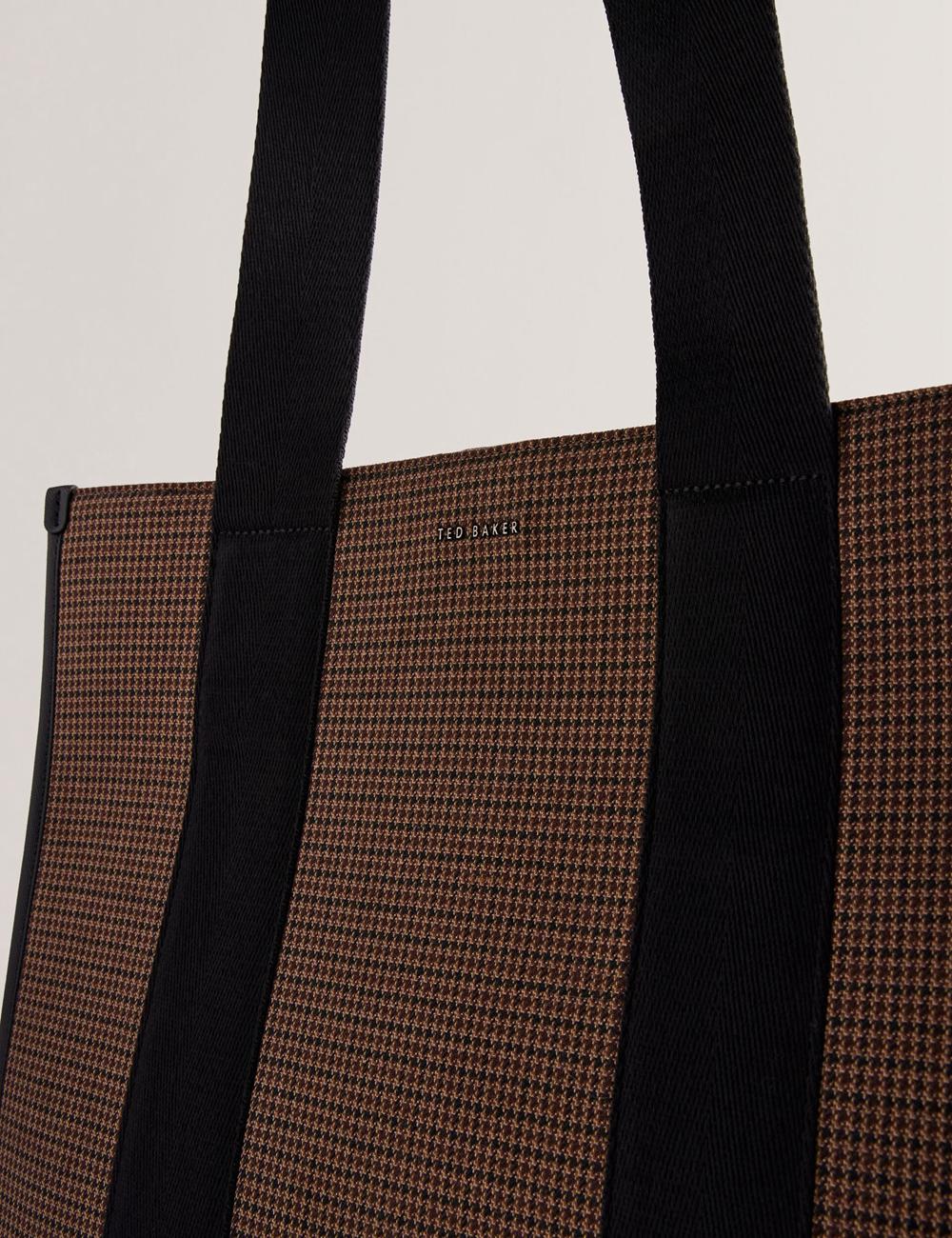 Black Men Ted Baker MALLICK - Check Wool Blend Tall Tote Bags | SA  GOZ-613970