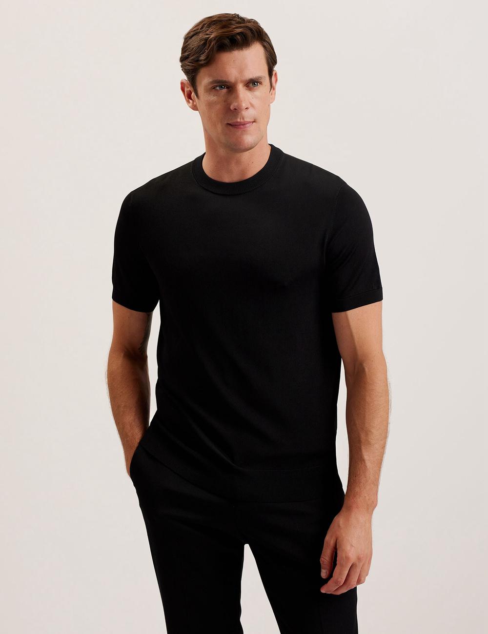 Black Men Ted Baker REYON - Rayon Crew Neck Short Sleeve T-Shirts | SA  PZS-912805