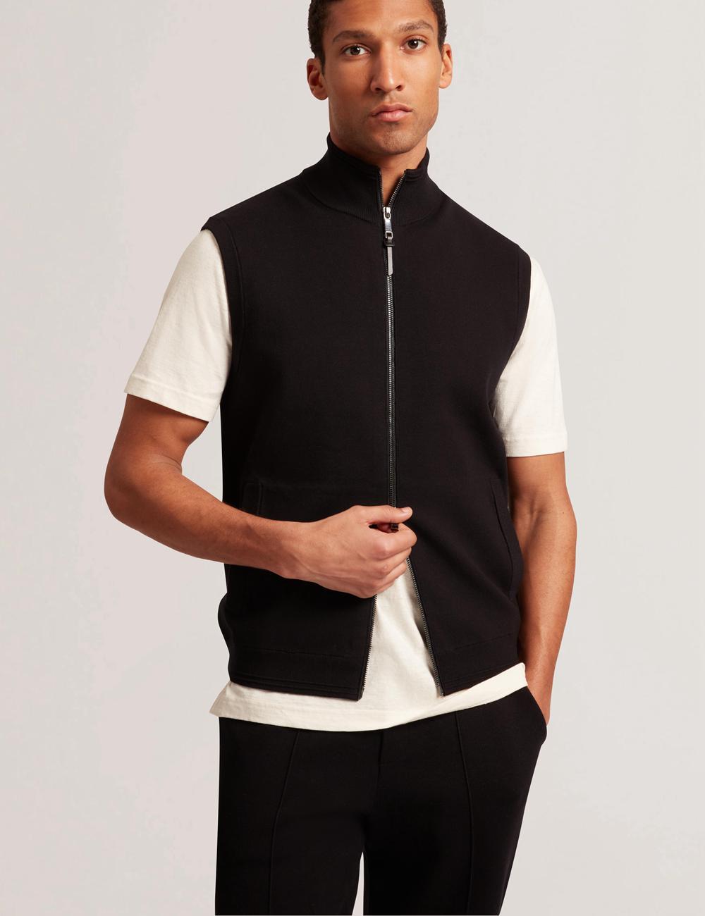 Black Men Ted Baker TERINCE - Zip-Through Funnel Neck Gillets | SA  NFK-584179