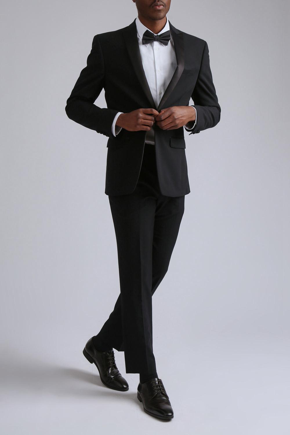 Black Men Ted Baker TUXEDO SLIM TS - Slim Fit Black Tuxedo Suit Trousers | SA  APK-718293