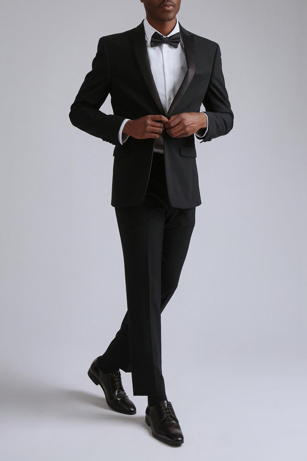 Black Men Ted Baker TUXEDO SLIM TS - Slim Fit Black Tuxedo Suit Trousers | SA  APK-718293