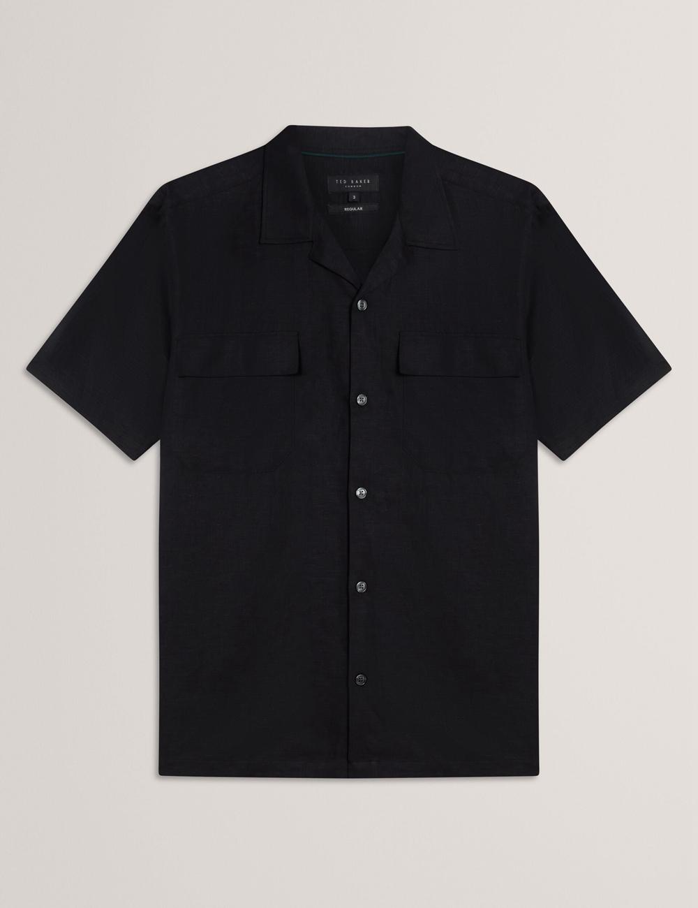 Black Men Ted Baker WHETHER - Short Sleeve Regular Fit Double Pocket Casual Shirts | SA  PHC-261743