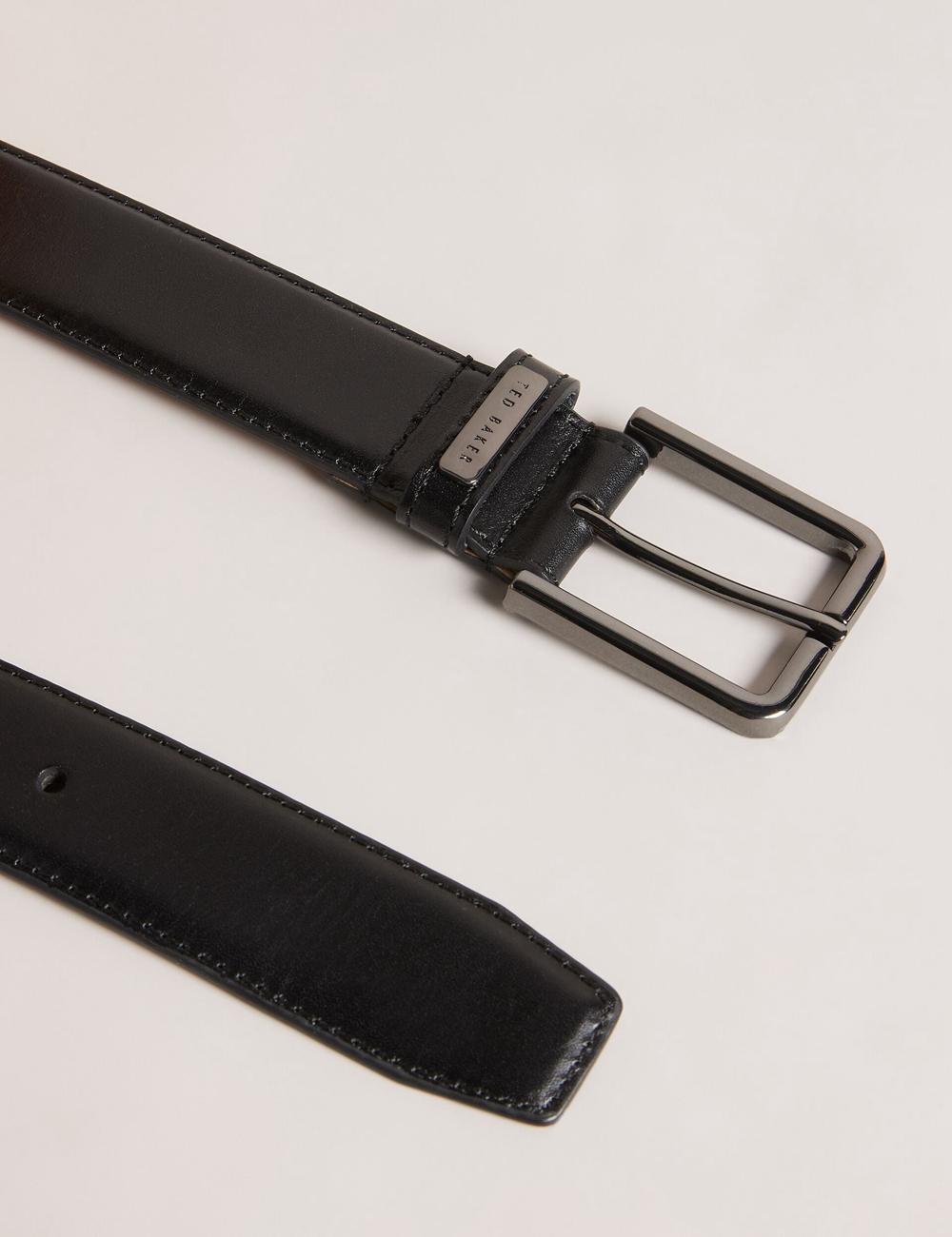 Black Men Ted Baker WIZERD | SA  Polished Leather With Logo Hardware Belts | SA  MGL-430561