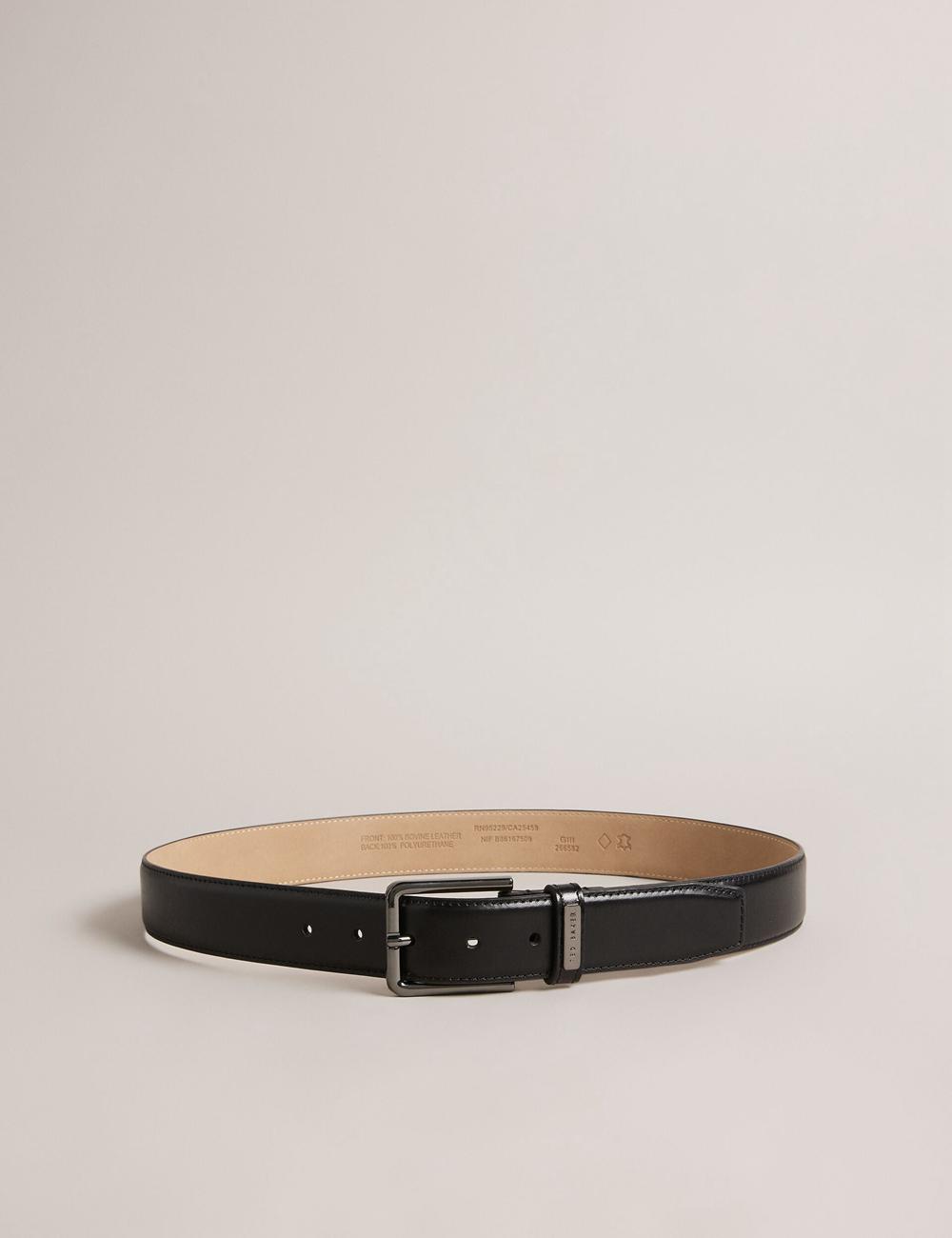 Black Men Ted Baker WIZERD | SA  Polished Leather With Logo Hardware Belts | SA  MGL-430561