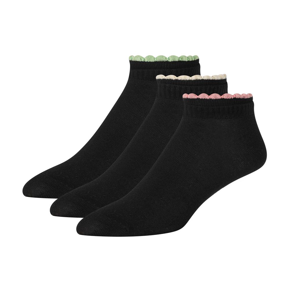 Black Women Ted Baker 3 Pack Scalloped Low Cut Ankle Socks | SA  LFA-582437