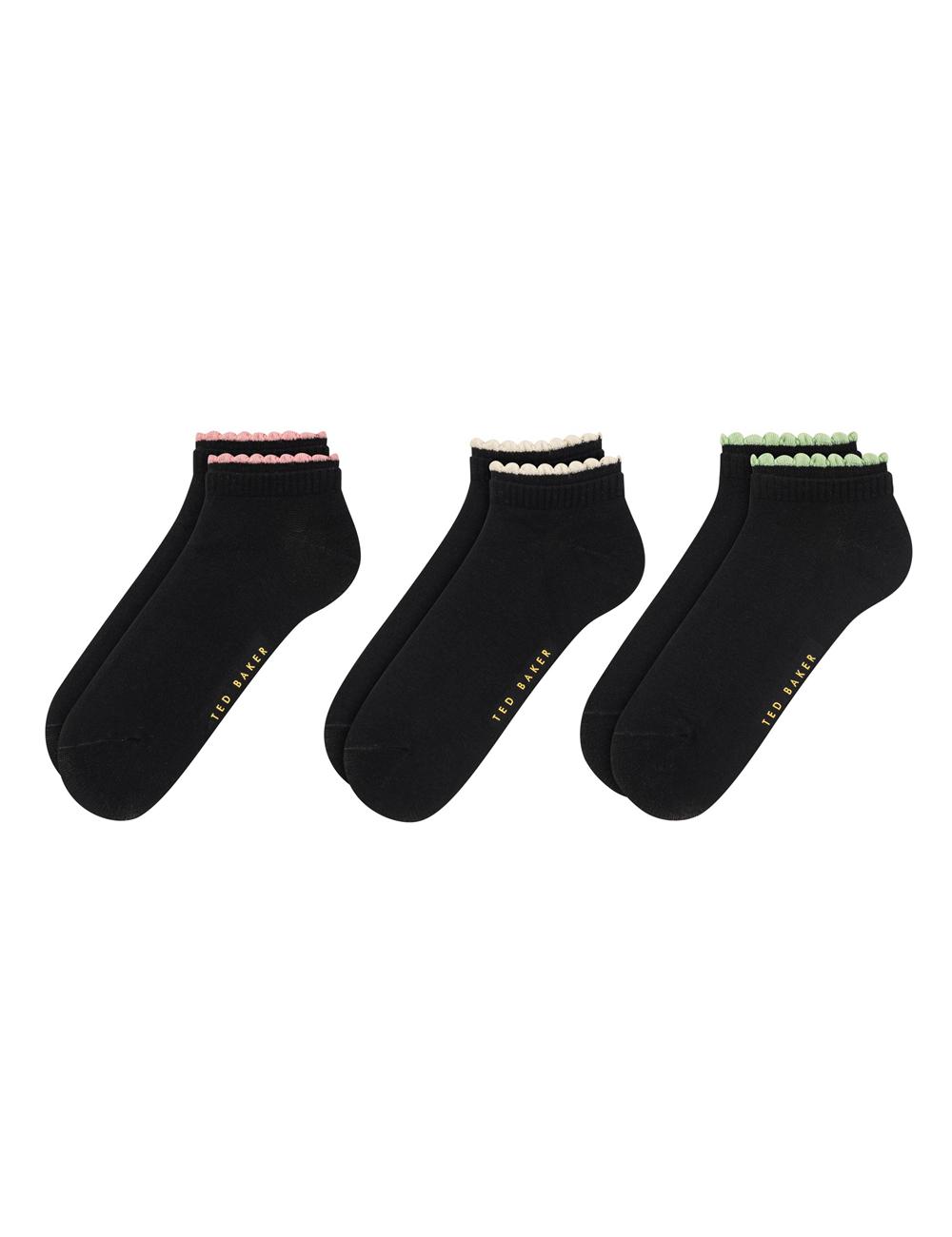 Black Women Ted Baker 3 Pack Scalloped Low Cut Ankle Socks | SA  LFA-582437