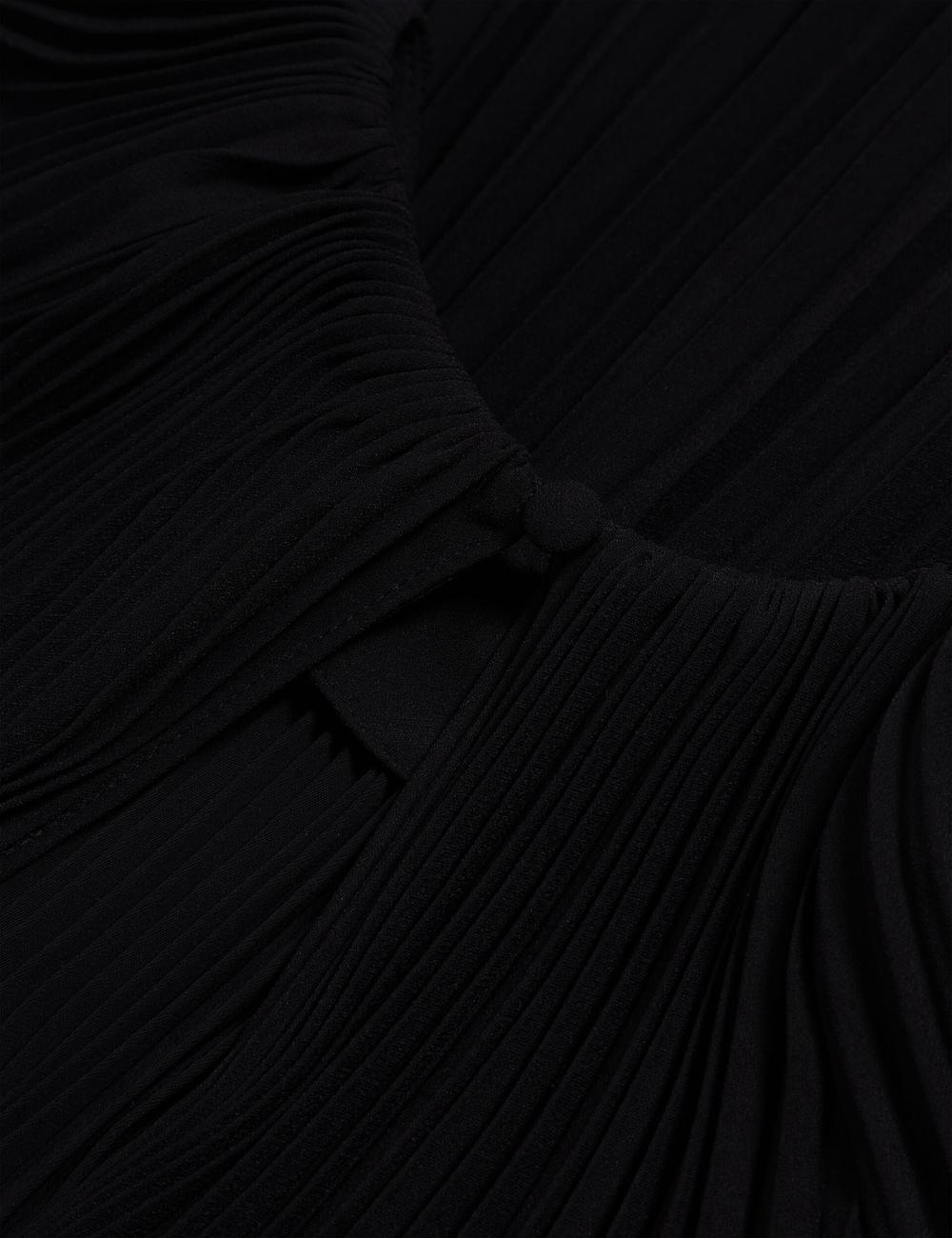 Black Women Ted Baker AGARA - Pleated Short Sleeve Woven Blouses | SA  VBF-203974