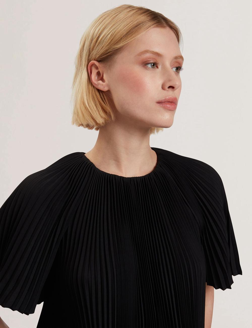 Black Women Ted Baker AGARA - Pleated Short Sleeve Woven Blouses | SA  VBF-203974