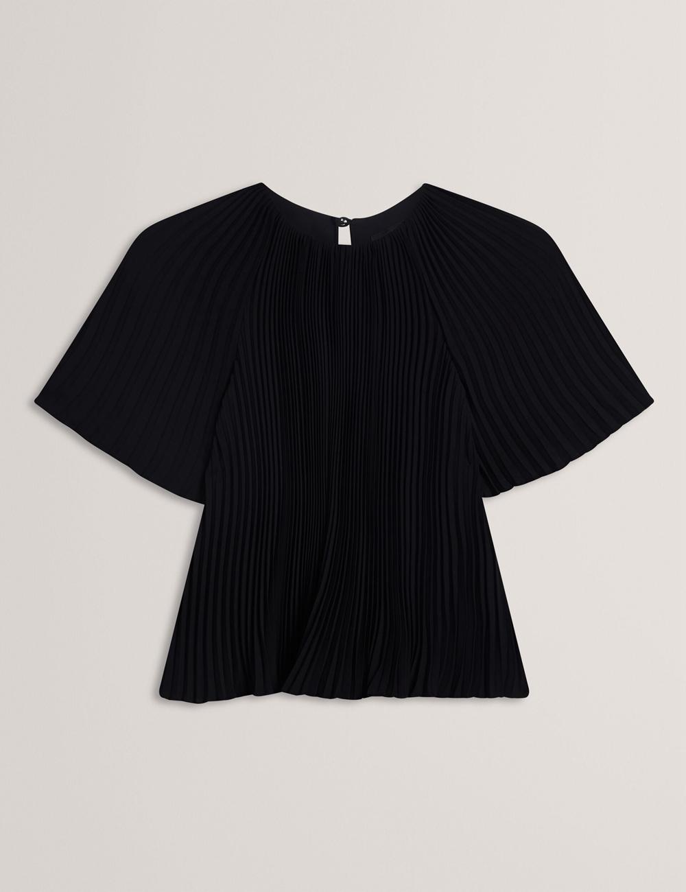 Black Women Ted Baker AGARA - Pleated Short Sleeve Woven Blouses | SA  VBF-203974