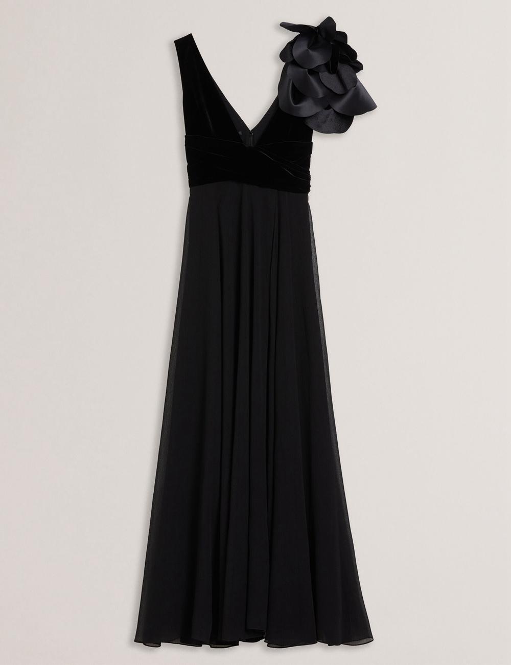 Black Women Ted Baker BEIRA - Corsage Plunge Neck Sleeveless Maxi Dresses | SA  PWM-614028