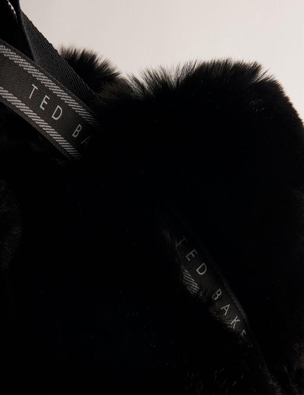 Black Women Ted Baker CADENCE - Faux Fur Webbing Strap Shopper Shopper Bags | SA  SPK-962417