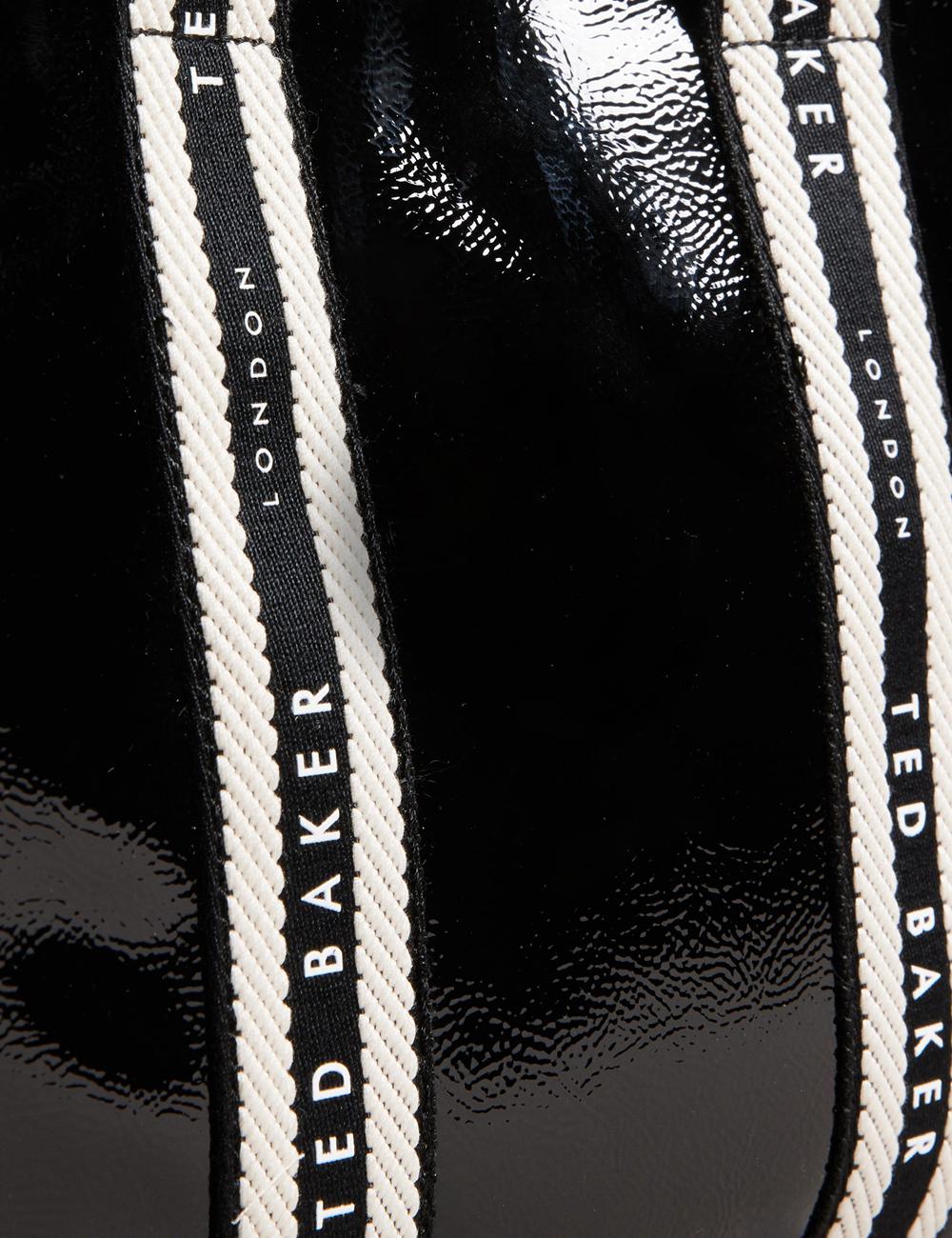 Black Women Ted Baker CELIANE - Branded Webbing Patent Small Tote Bags | SA  YPK-947285