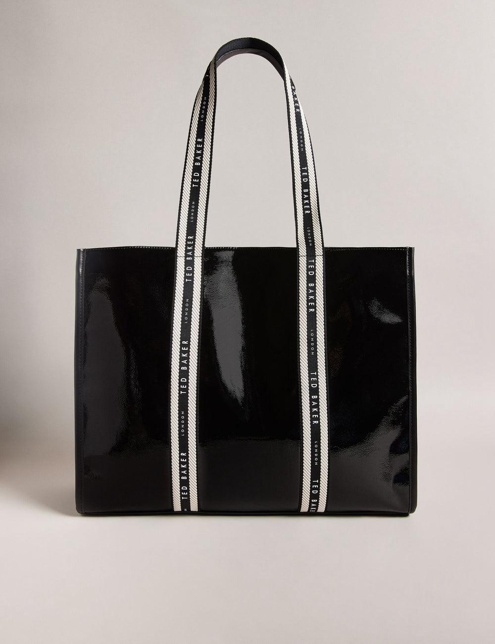 Black Women Ted Baker CELINIE - Branded Webbing Faux Leather Tote Bags | SA  HAL-728513