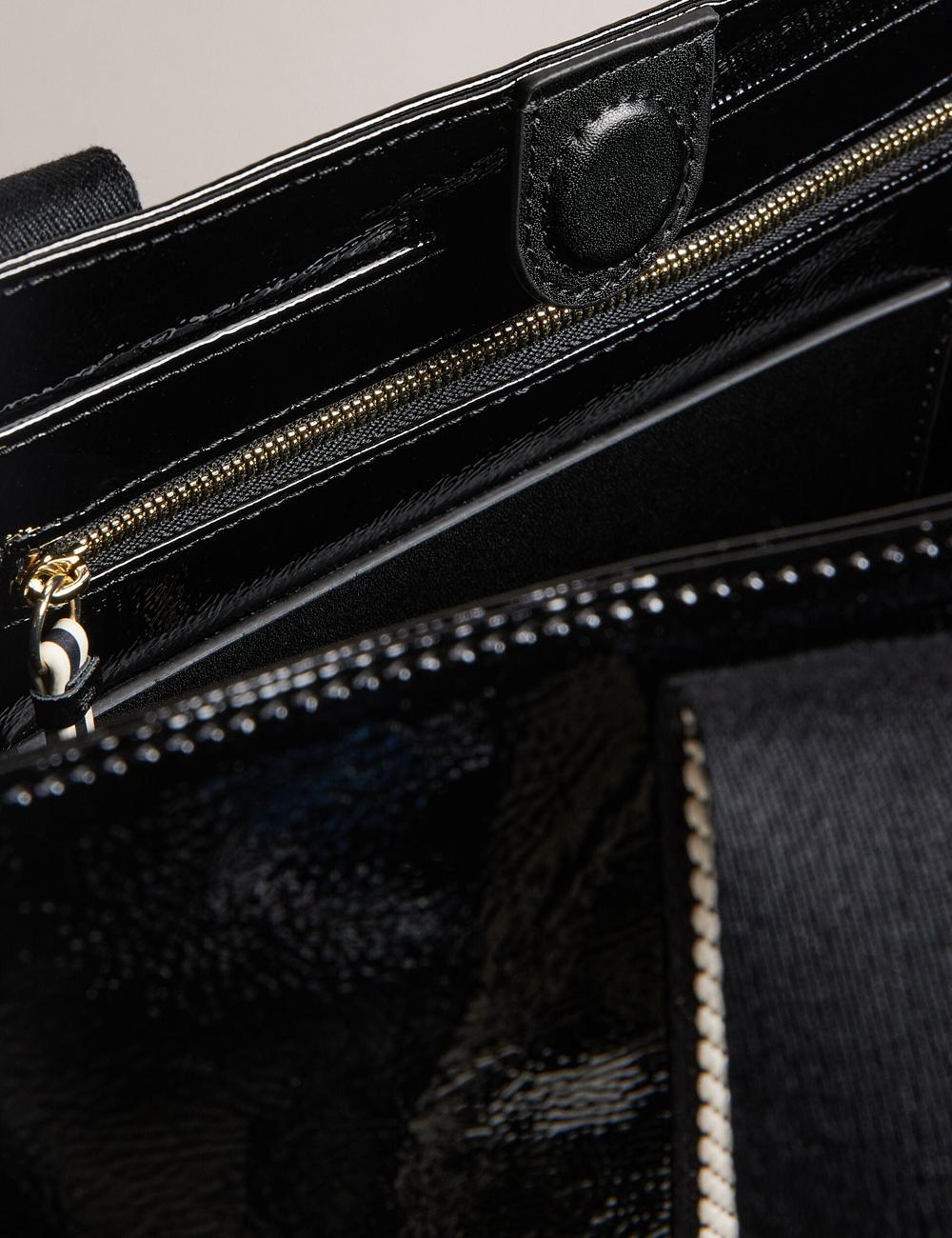 Black Women Ted Baker CELINIE - Branded Webbing Faux Leather Tote Bags | SA  HAL-728513