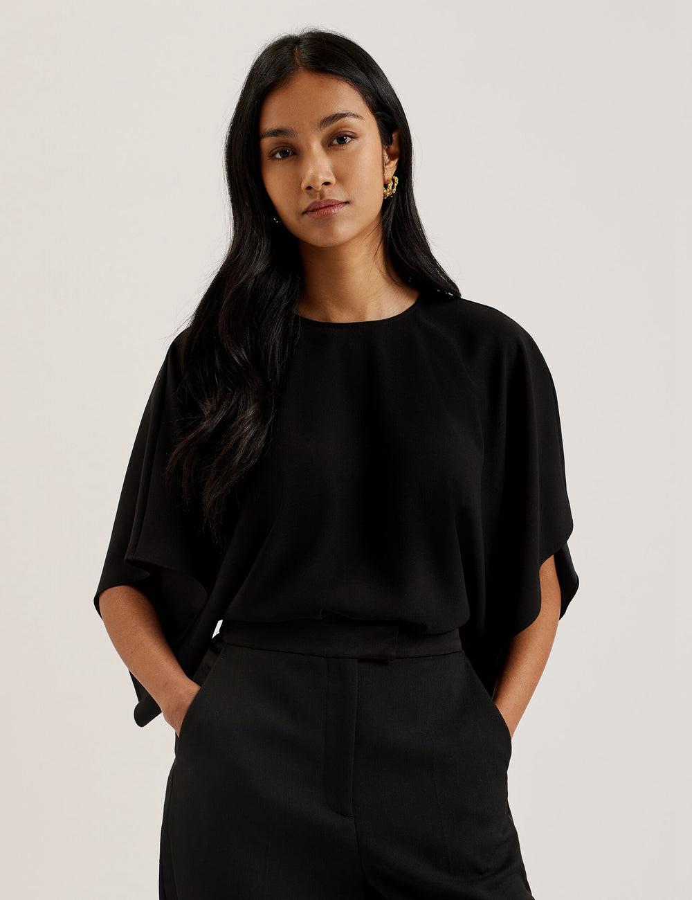 Black Women Ted Baker CHERIKA - Batwing Short Sleeve Satin Blouses | SA  FAI-394167